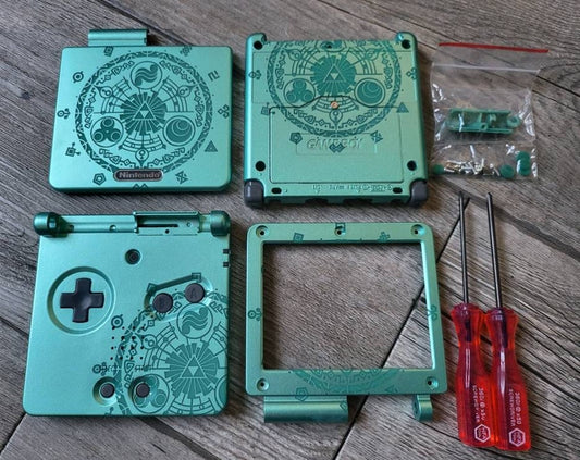 GameBoy Zelda sp advance kit nintendo shell cover green