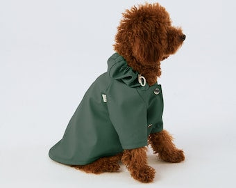 Dog Raincoat with Hood - Water Resistant - Khaki